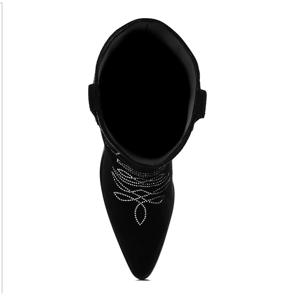 Black Embellished Western Boots - Picture 3 of 7